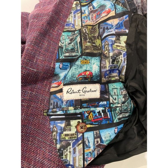 ROBERT GRAHAM Men's 44 Champagne purple Linen Blend Suit sport Coat Tailored Fit - Picture 6 of 16